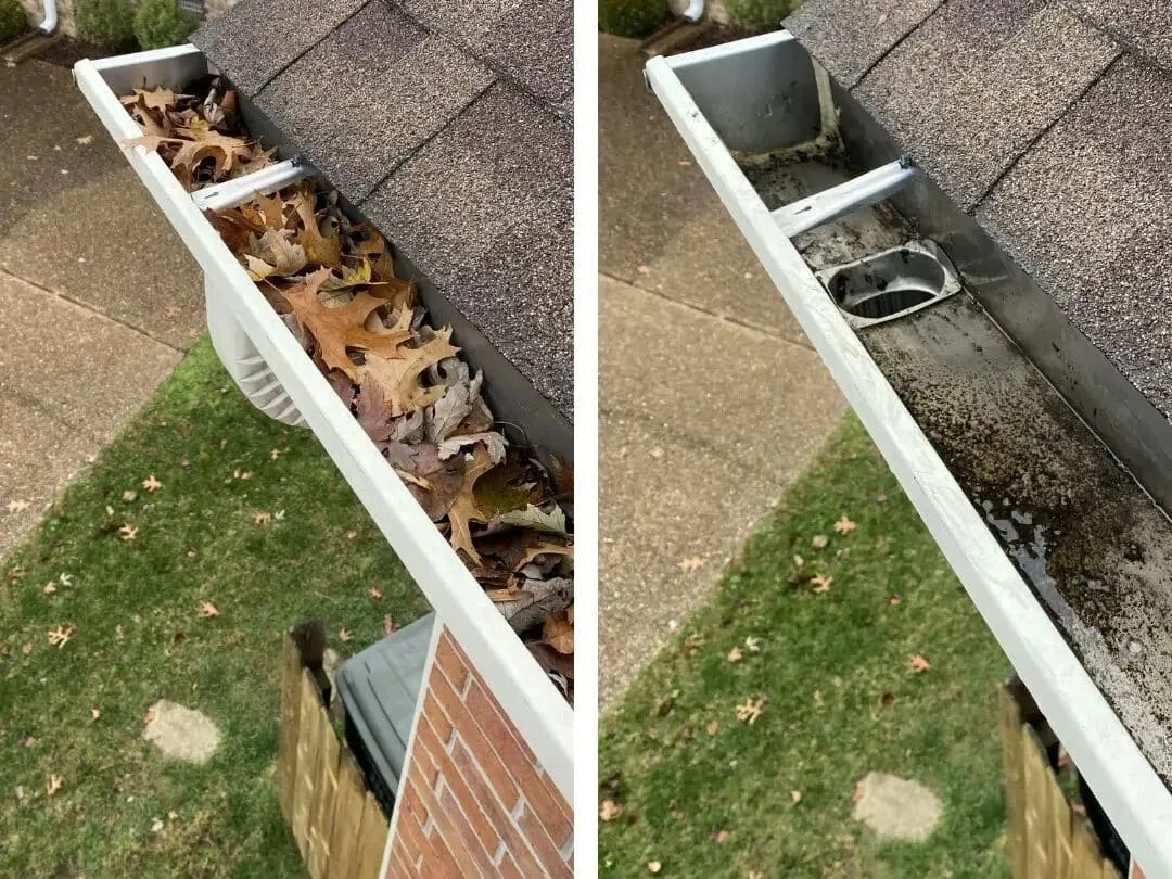 Gutter clearance before and after
