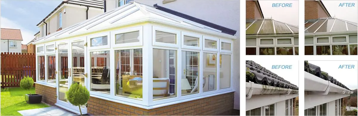 Conservatory and roof cleaning before and after