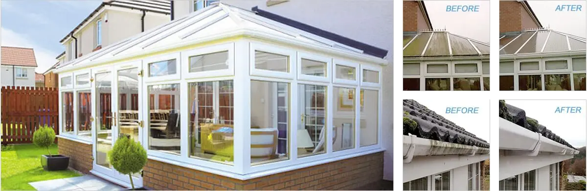 Conservatory and roof cleaning before and after